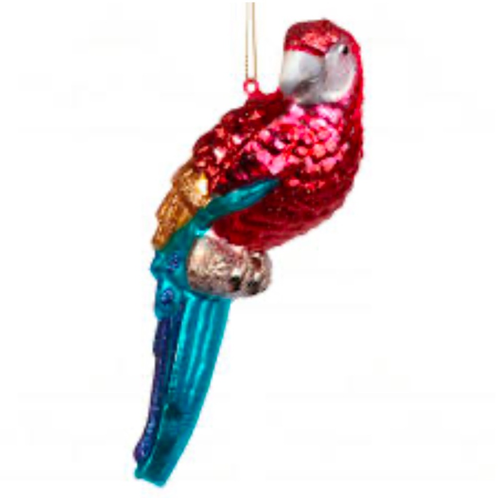 GLASS GLITTER PARROT 

Parrot Ornament Tropical Bird Glass